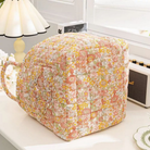 Storage Basket with Floral Pattern and Cotton Handles