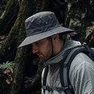Sun Hat with Wide Brim and Adjustable Chin Strap - navy blue