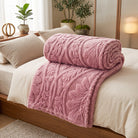 Jacquard Throw Blanket with Woven Pattern - cypress pink