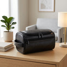 Compact Travel Cosmetic Bag with Multiple Compartments and Hanging Hook - black