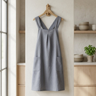 Kitchen Apron with Cross Back Straps and Pockets - gray