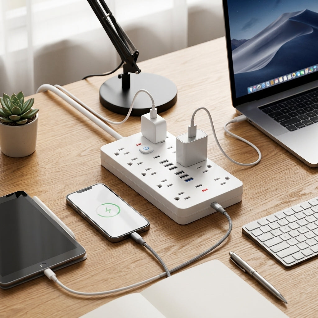 Power Strip Multi Outlet With USB Type C Ports