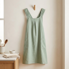 Kitchen Apron with Cross Back Straps and Pockets - mint green