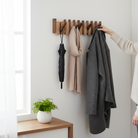 Wooden Wall Coat Rack with Folding Hooks and Entryway Organiser
