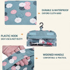 Toiletry bag with multiple compartments and hanging hook