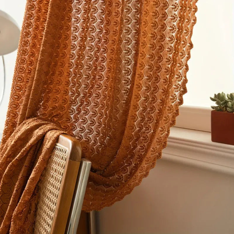 Sheer Window Curtain Panel With Rustic Style