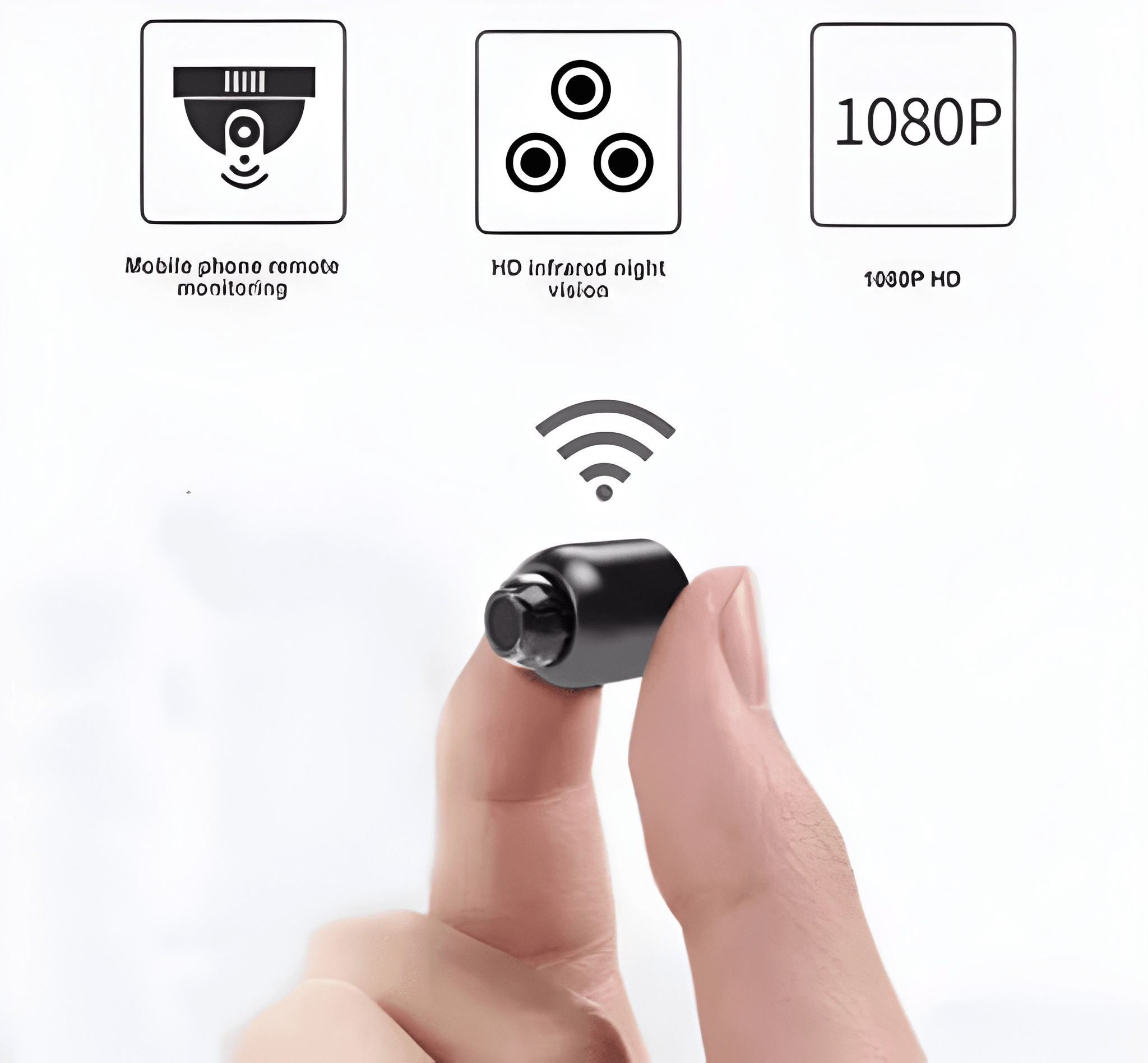 Mini WiFi security camera with night vision for home monitoring