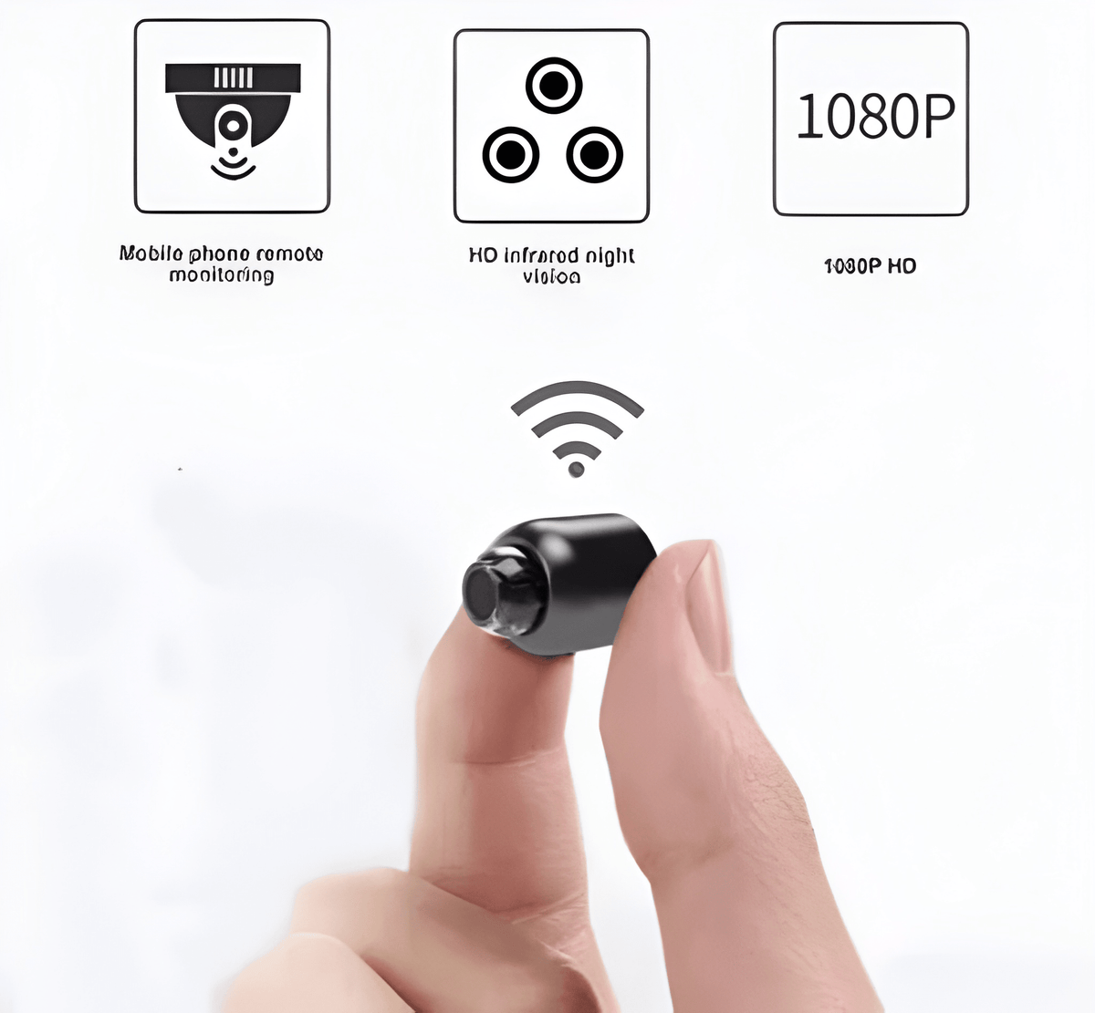 Mini WiFi security camera with night vision for home monitoring