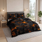 Bedding set with geometric duvet cover and pillowcases - yellow