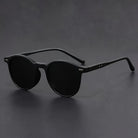 Men's round retro sunglasses with classic frame - black