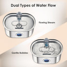 Pet water fountain with stainless steel body and automatic flow
