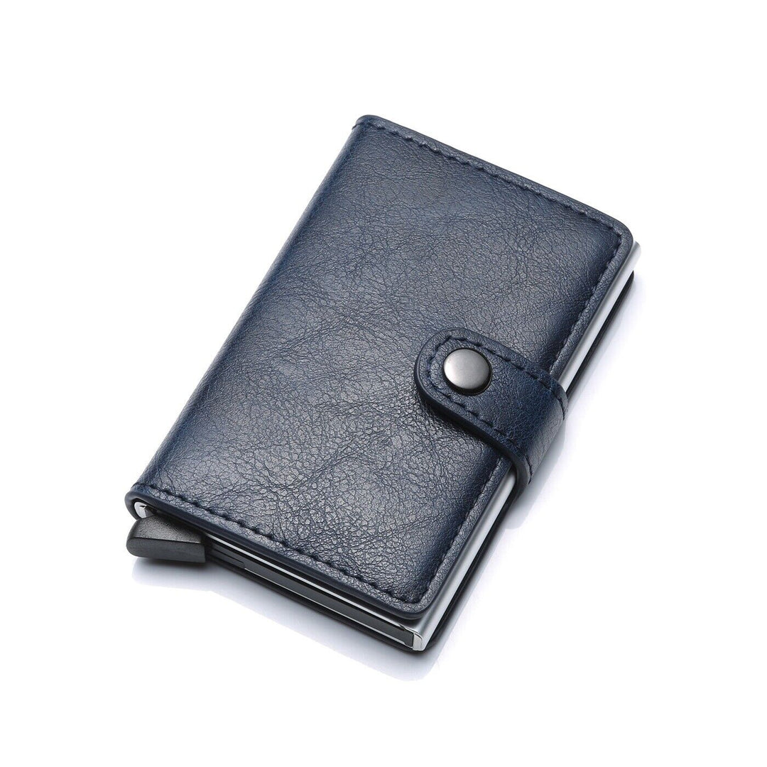 Slim card holder wallet with compact minimalist design - blue