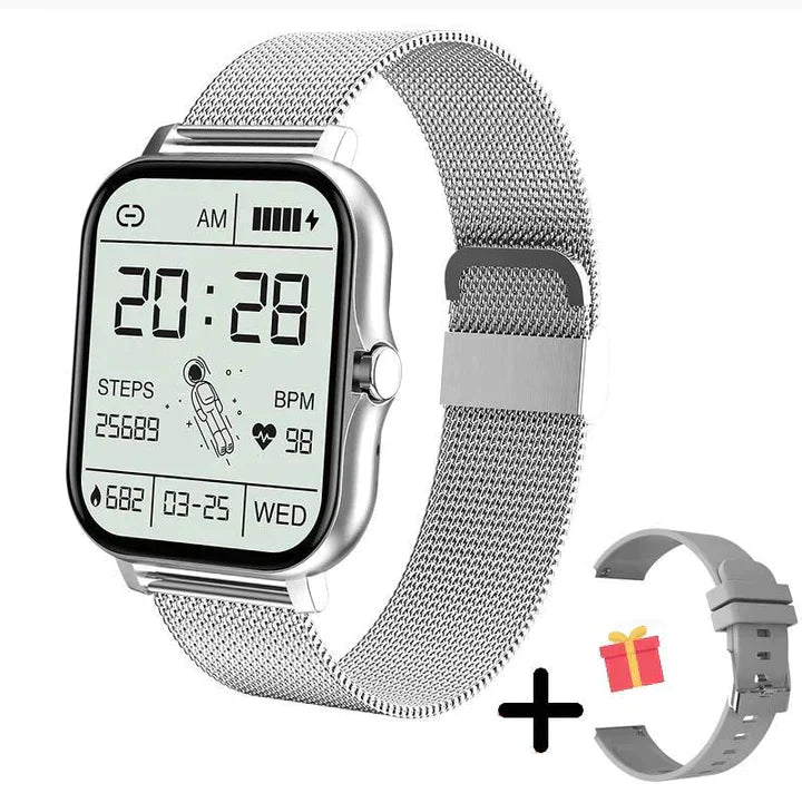 Bluetooth smartwatch with activity, heart rate and sleep tracking - silver
