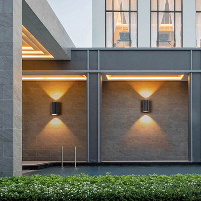 Outdoor wall light fixture with up down lighting