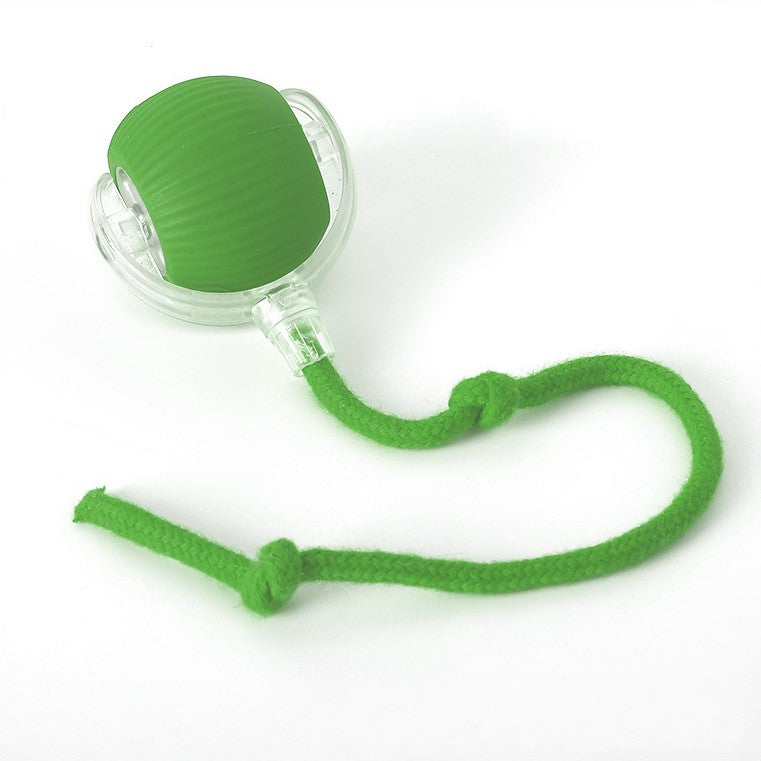 Dog toy with rolling ball and moving tail - green