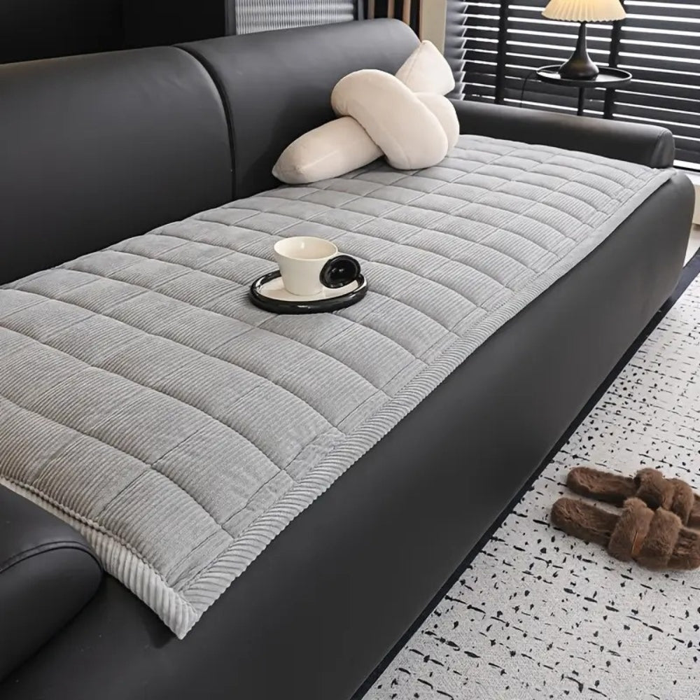 Sofa Cover Throw Quilted Non Slip Protector - silver mist