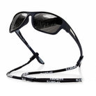 Men's polarised sports sunglasses with durable frame - black