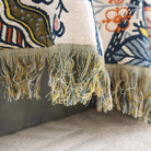Throw Blanket for Sofa with Floral Fringed Edges