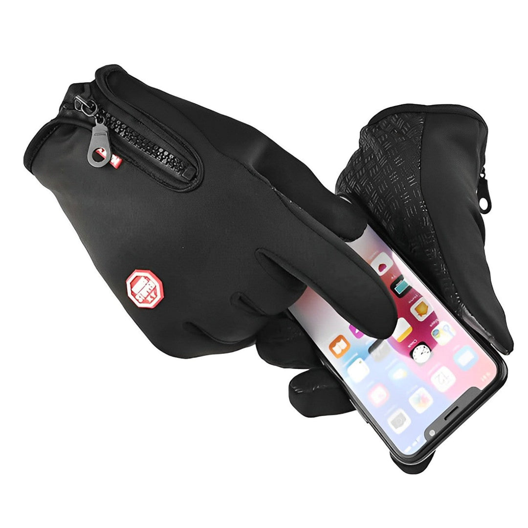 Heated winter gloves with adjustable heat settings and wind protection