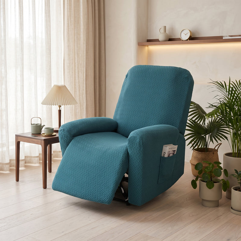 Stretch Armchair Cover With Side Pocket - beige dust