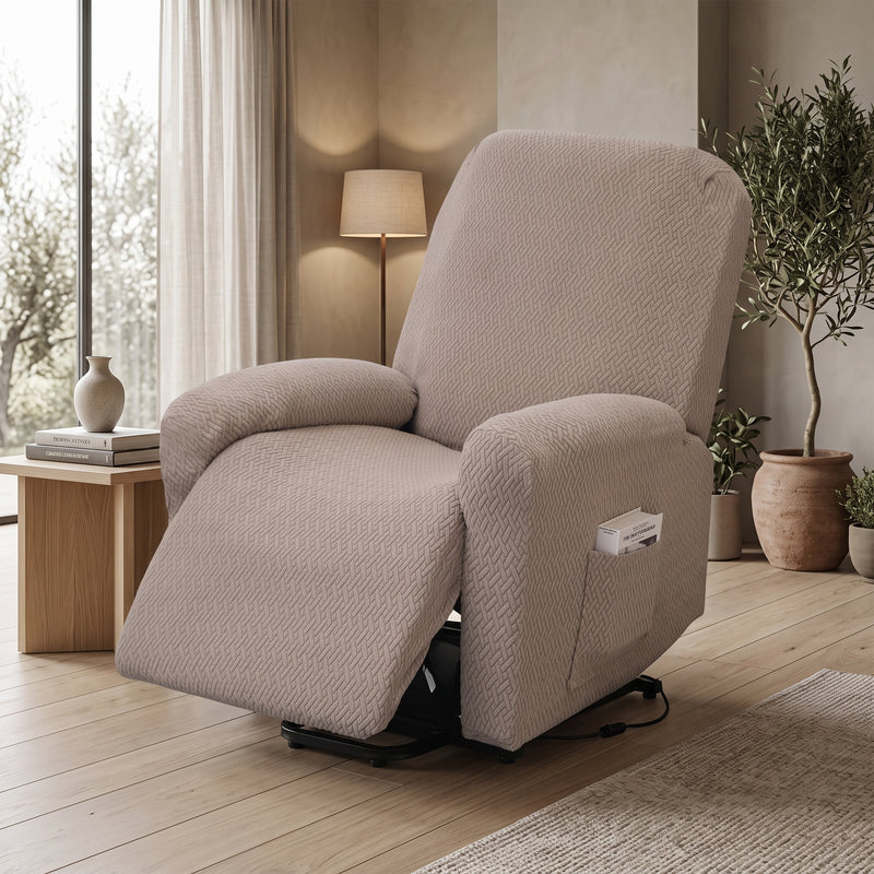 Stretch Armchair Cover With Side Pocket - sand taupe