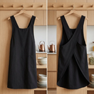 Kitchen Apron with Cross Back Straps and Pockets - black