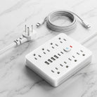 Power Strip Multi Outlet With USB Type C Ports - white