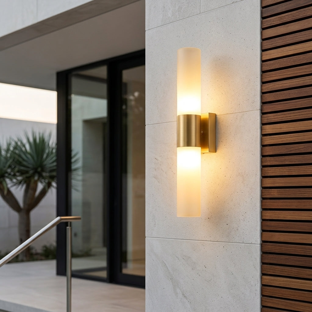 Modern acrylic cylinder wall light with up down lighting - gold
