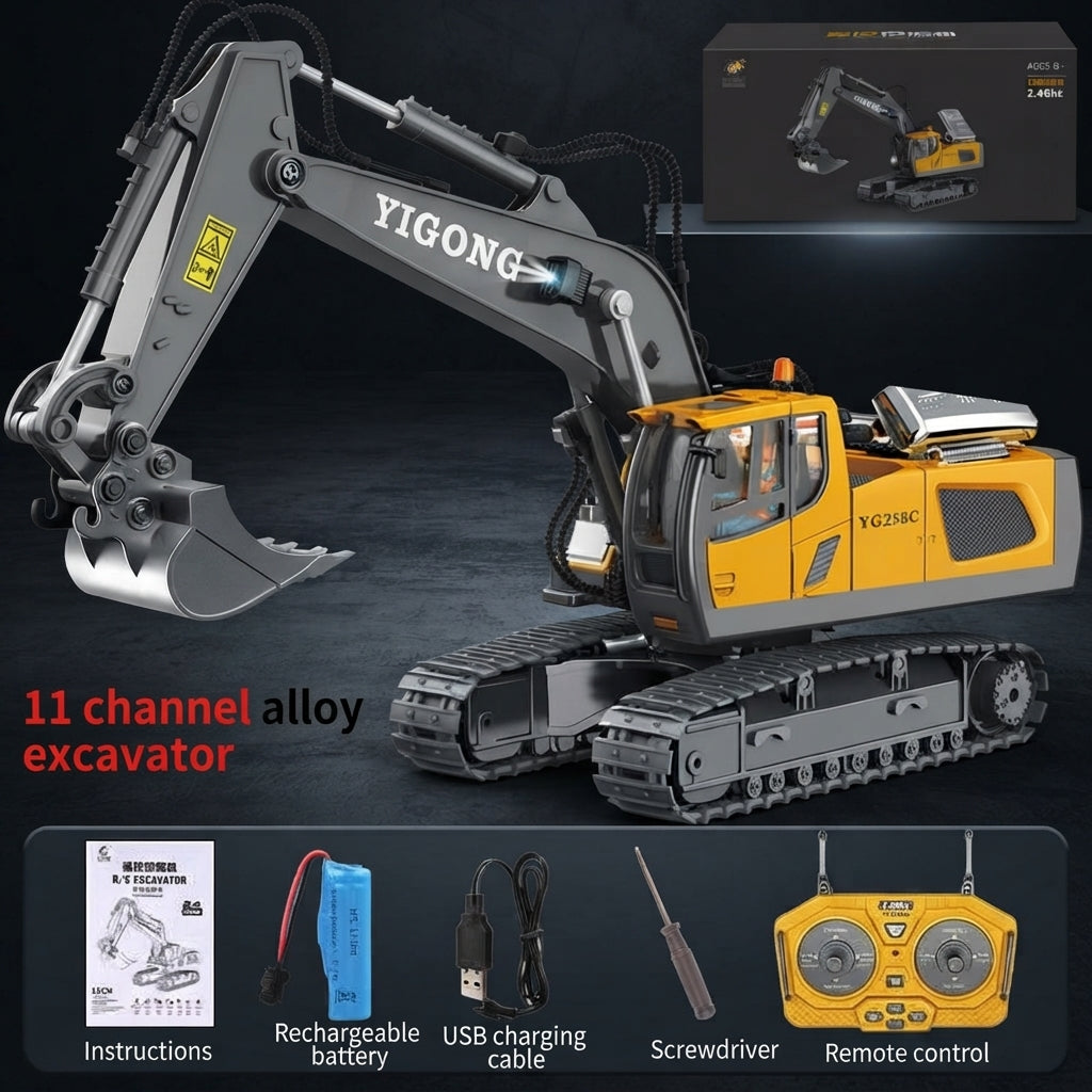 Hydraulic Excavator With Remote Control And Quick Coupler - yellow