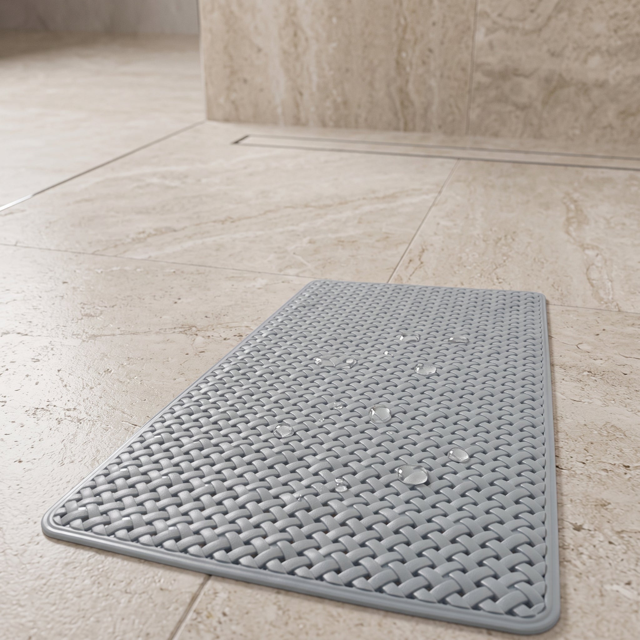 Shower Mat with Anti Slip Suction Cups - dark gray