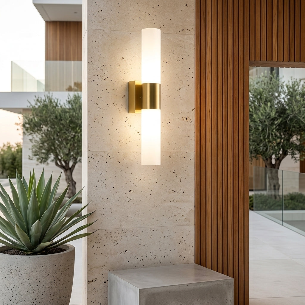 Modern acrylic cylinder wall light with up down lighting - gold