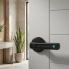 Smart door lock with fingerprint access and digital keypad