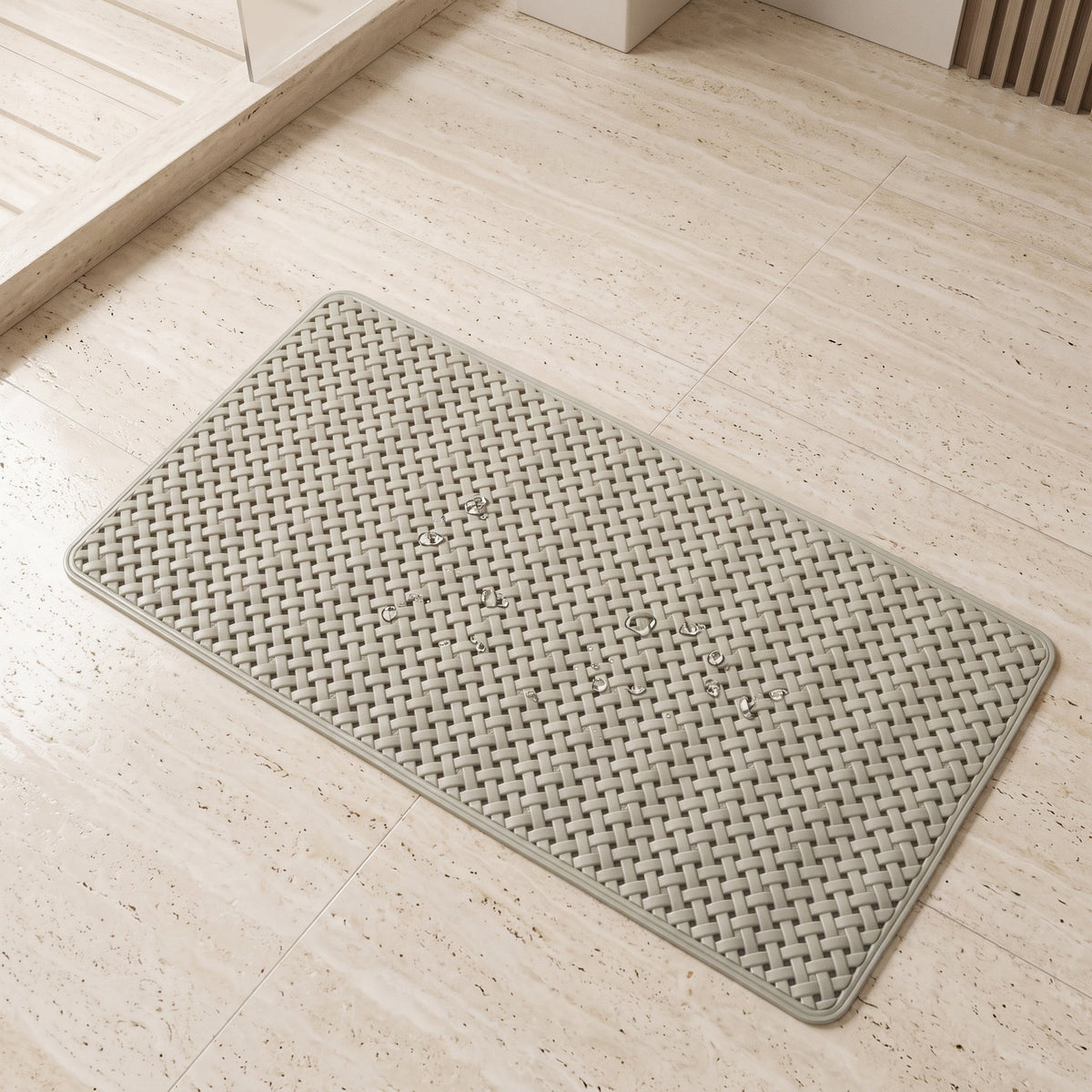 Shower Mat with Anti Slip Suction Cups - khaki