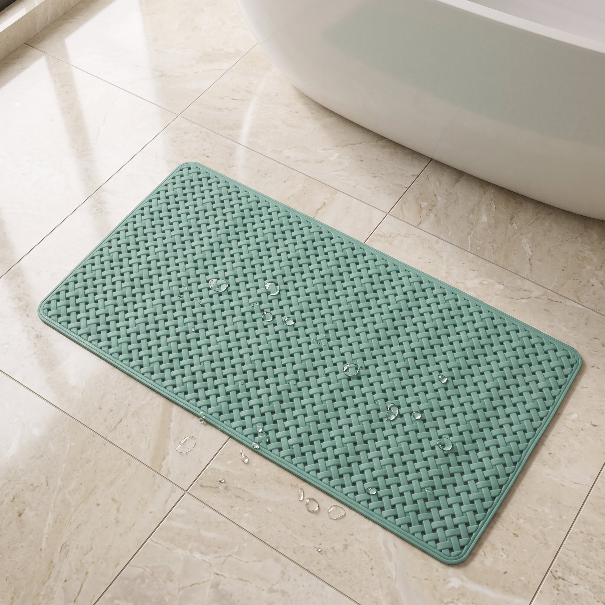 Shower Mat with Anti Slip Suction Cups - green