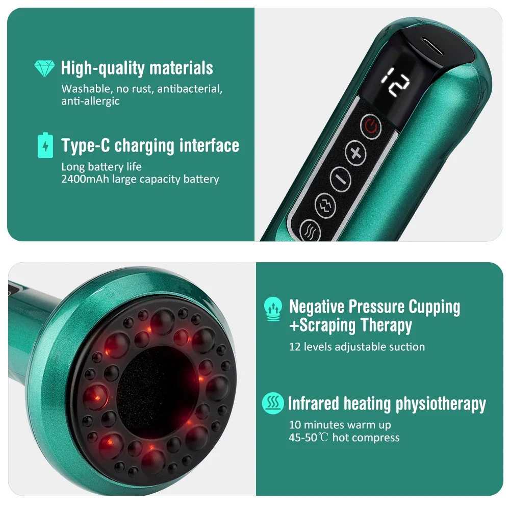 Electric cupping massager with adjustable suction and scraping