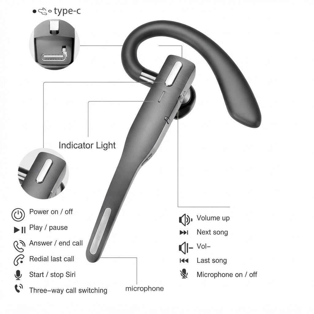 Trucker Bluetooth headset with dual microphone and noise cancelling