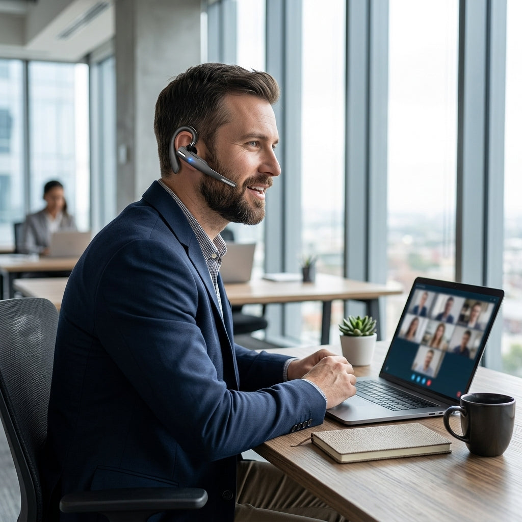 Wireless Bluetooth Headset with Noise Reduction and Ear Hook