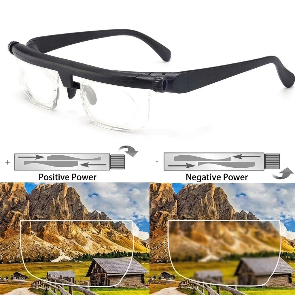 Reading Glasses with Near and Far Vision Adjustable Magnification
