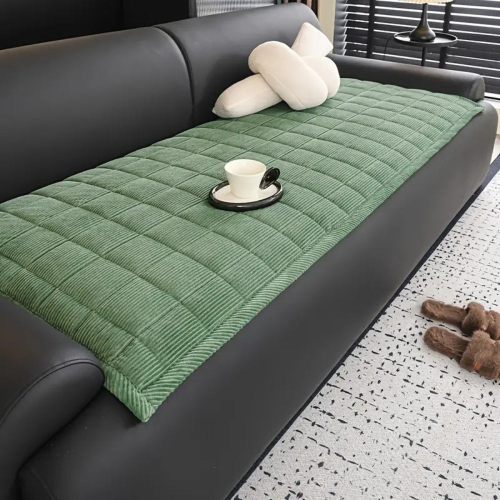 Sofa Cover Throw Quilted Non Slip Protector - forest mist
