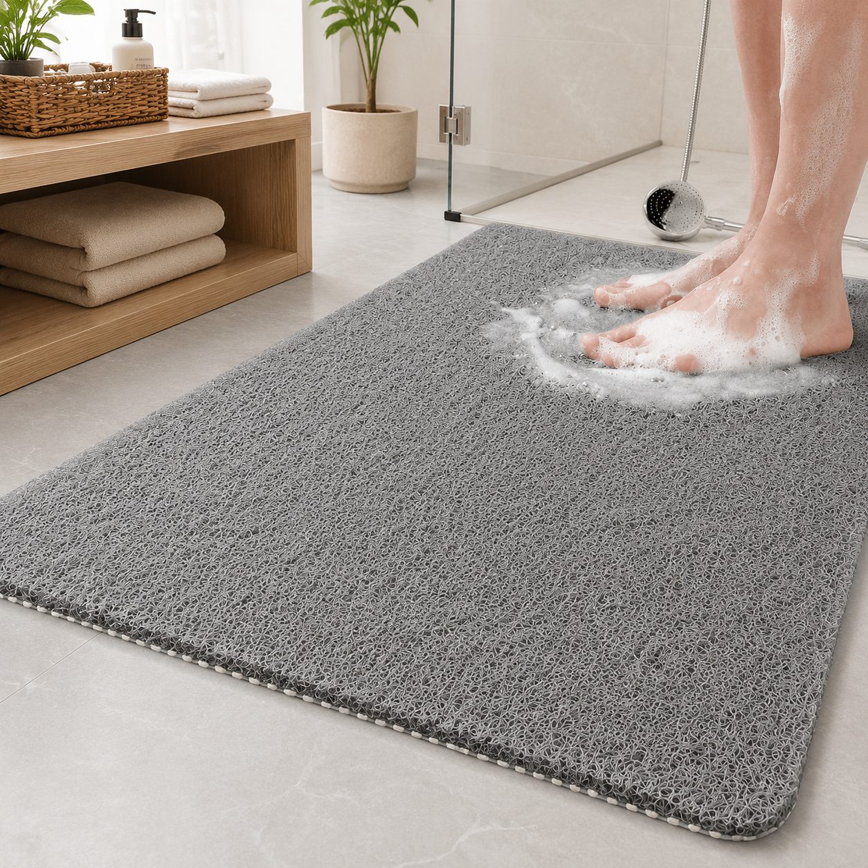 Bath Mat with Quick Dry Non Slip Drainage