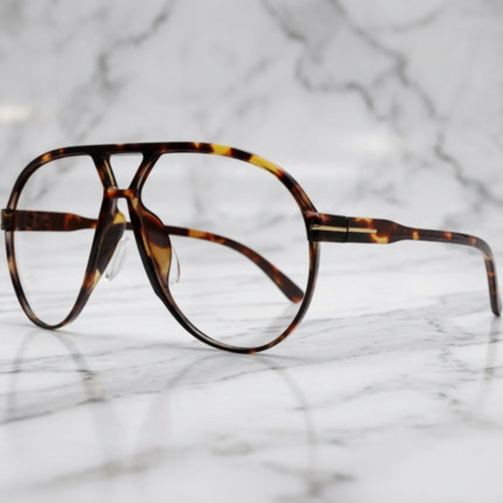 Sunglasses Oversized Square Aviator Unisex Style - transparent turtle shell