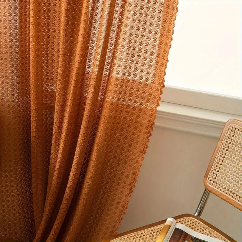 Sheer Window Curtain Panel With Rustic Style
