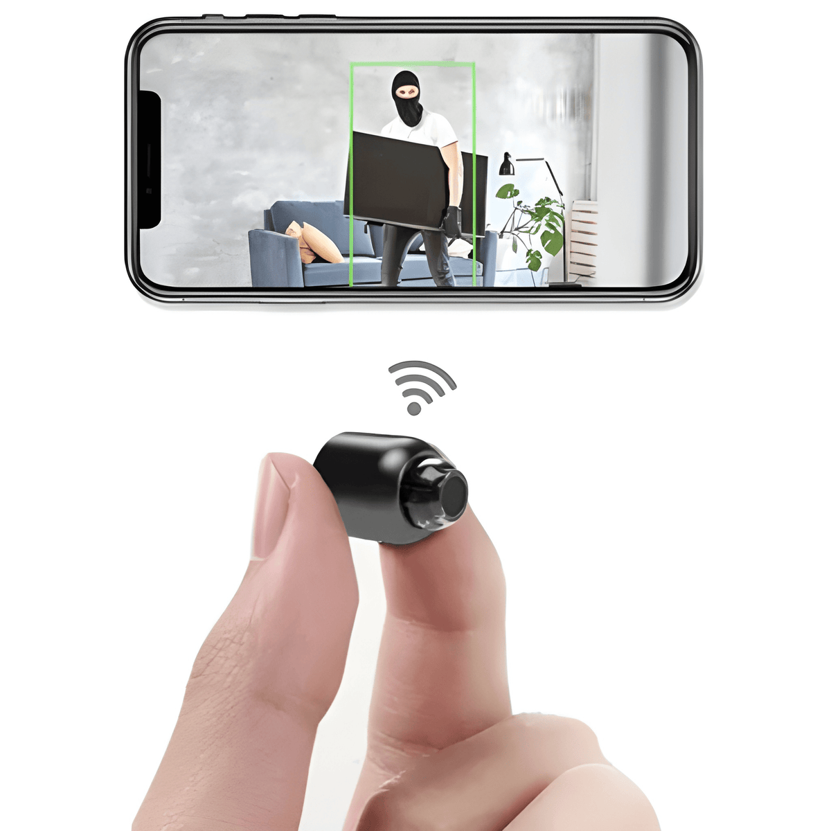 Mini WiFi security camera with night vision for home monitoring