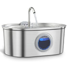 Pet water fountain with stainless steel body and automatic flow