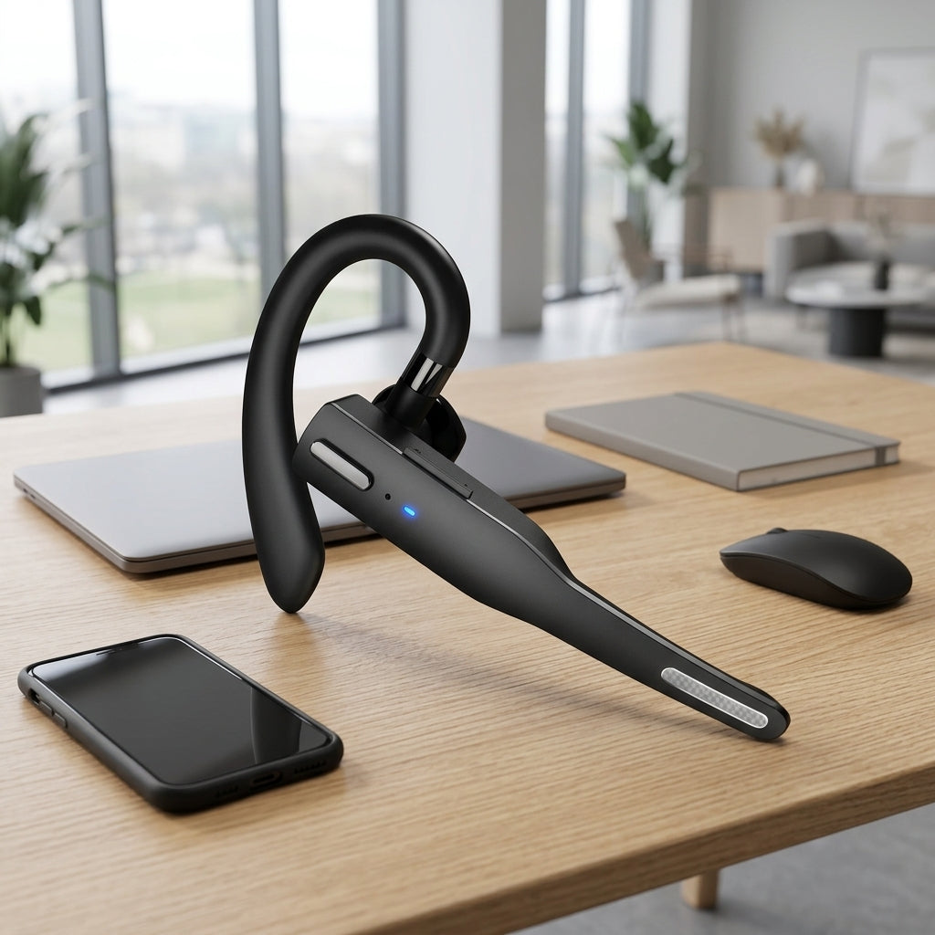 Wireless Bluetooth Headset with Noise Reduction and Ear Hook