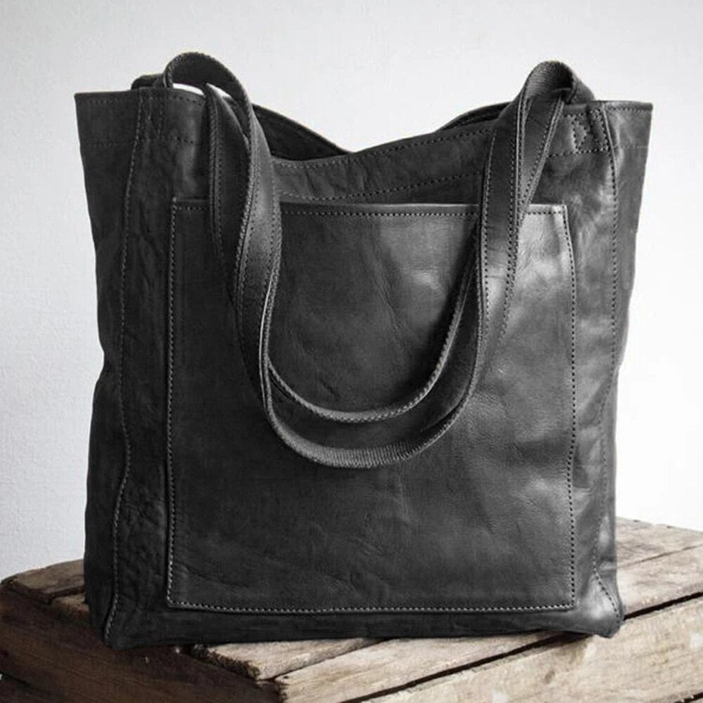 Tote Handbag In PU Leather With Zip Closure
