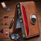 Slim Wallet Holder With RFID Blocking Card Slots - brown