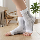 Compression Socks Open Toe Non Slip Design for Neuropathy Support - white