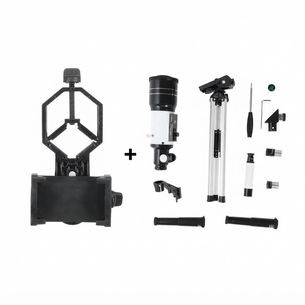 Refractor Telescope With Tripod And Phone Holder