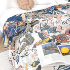 Throw Blanket for Sofa with Floral Fringed Edges